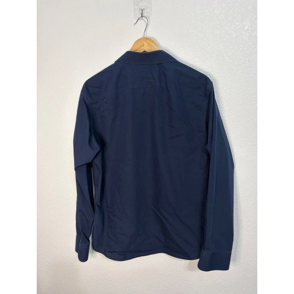 UNTUCKit Mens Navy Blue Wrinkle Free 100% Cotton Button Down Shirt Large L - Picture 4 of 4